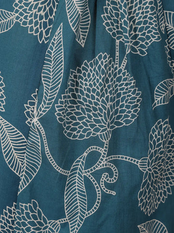 Teal Green Floral Designed Cotton Salwar Suit - Diadem