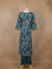 Teal Green Floral Designed Cotton Salwar Suit - Diadem