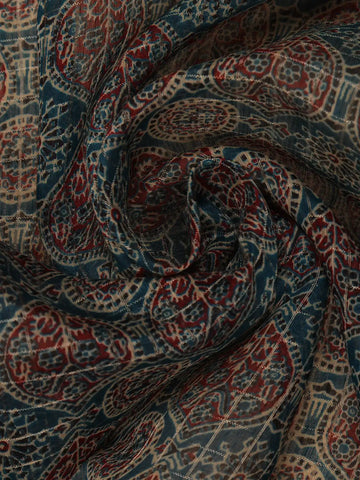 Teal Green Floral Designed Cotton Saree - Diadem