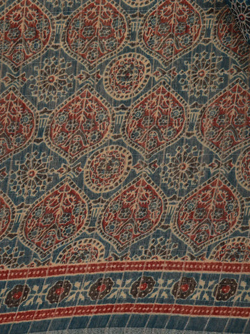 Teal Green Floral Designed Cotton Saree - Diadem