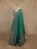 Teal Green Floral Embroidered Design Net Gown