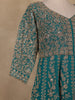 Teal Green Floral Embroidered Design Net Gown