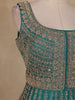 Teal Green Floral Embroidered Design Net Gown