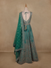 Teal Green Floral Embroidered Design Net Gown