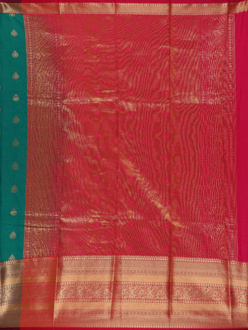 Teal Green Paisley Design Banarasi Silk Saree - Diadem