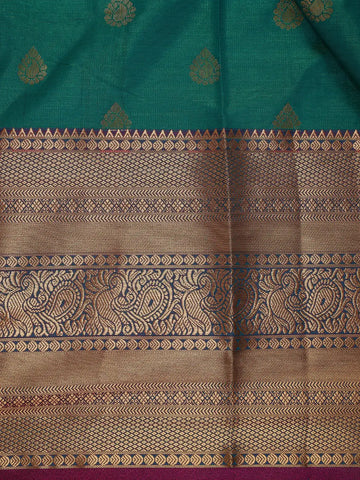 Teal Green Paisley Design Banarasi Silk Saree - Diadem