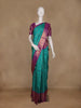 Teal Green Peacock Motif Woven Pure Kanchipuram Silk Saree - Diadem