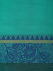 Teal Green Solid Cotton Saree With Blue Floral Design Border - Diadem