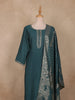 Teal Green Solid Design Cotton Straight Cut Salwar Suit
