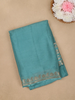 Teal Blue Antique Gold Zari Border Mysore Silk Saree - Diadem