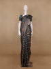 Teal Blue Floral Designed Chanderi Cotton Saree - Diadem