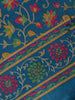 Teal Blue Floral Prints Fancy Cotton Saree - Diadem