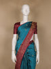 Teal Blue Floral and Paisley Design Woven Soft Silk Saree - Diadem