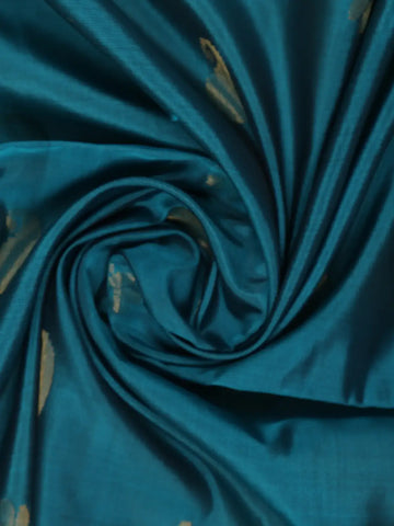 Teal Blue Floral and Paisley Design Woven Soft Silk Saree - Diadem