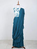 Teal Blue Indo Western Lehenga Adorned in Wrinkle Crepe Floral Prints - Diadem