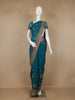 Teal Blue Paisley Embroidered Chiffon Saree - Diadem