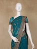 Teal Blue Paisley Embroidered Chiffon Saree - Diadem