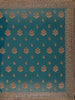 Teal Blue Paisley Embroidered Chiffon Saree - Diadem