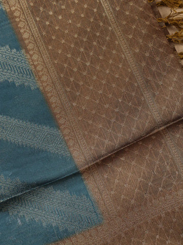 Teal Blue Striped Design Tissue Silk Saree - Diadem