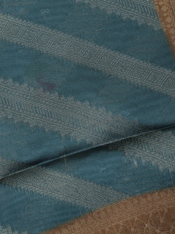 Teal Blue Striped Design Tissue Silk Saree - Diadem