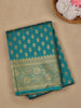 Teal Green Floral Design Silk Saree - Diadem
