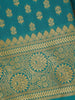 Teal Green Floral Design Silk Saree - Diadem