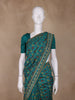 Teal Green Floral Designed Chanderi Cotton Saree - Diadem