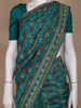 Teal Green Floral Designed Chanderi Cotton Saree - Diadem