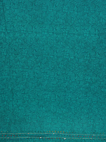 Teal Green Floral Designed Chanderi Cotton Saree - Diadem