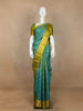 Teal Green Pure Kanchipuram Bridal Silk Saree with Floral Motif & Zari Border - Diadem