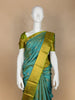 Teal Green Pure Kanchipuram Bridal Silk Saree with Floral Motif & Zari Border - Diadem