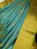 Teal Green Pure Kanchipuram Bridal Silk Saree with Floral Motif & Zari Border - Diadem