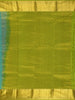 Teal Green Pure Kanchipuram Bridal Silk Saree with Floral Motif & Zari Border - Diadem