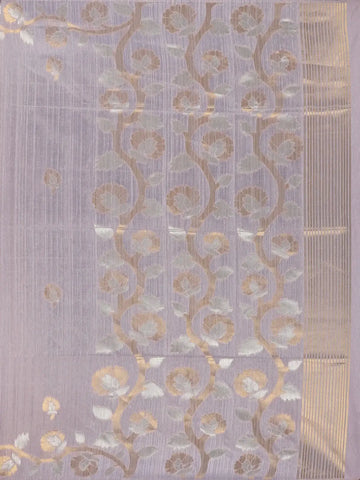 Thistle Purple Floral Woven Semi Tussar Saree - Diadem