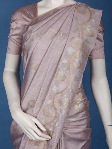 Thistle Purple Floral Woven Semi Tussar Saree - Diadem