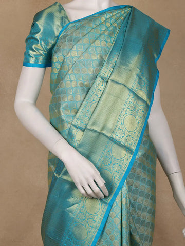 Sky Blue Butta Woven Pure Kanchipuram Silk Saree - Diadem