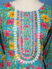 Turquoise Blue Floral Design Printed Cotton Salwar Suit - Diadem