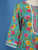 Turquoise Blue Floral Design Printed Cotton Salwar Suit - Diadem