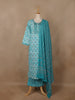 Turquoise Blue Floral Printed Cotton Salwar Suit - Diadem