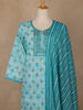 Turquoise Blue Floral Printed Cotton Salwar Suit - Diadem
