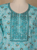 Turquoise Blue Floral Printed Cotton Salwar Suit - Diadem