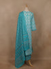 Turquoise Blue Floral Printed Cotton Salwar Suit - Diadem