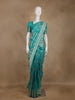 Turquoise Blue Floral Woven Banarasi Silk Saree With Zari Border