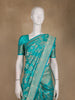 Turquoise Blue Floral Woven Banarasi Silk Saree With Zari Border