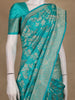 Turquoise Blue Floral Woven Banarasi Silk Saree With Zari Border