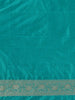 Turquoise Blue Floral Woven Banarasi Silk Saree With Zari Border