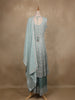 Turquoise Green Sequins Embroidered Georgette Palazzo Suit