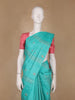 Turquoise Blue Striped Woven Pure Kanchipuram Silk Saree - Diadem