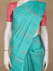 Turquoise Blue Striped Woven Pure Kanchipuram Silk Saree - Diadem