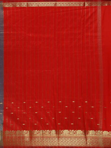 Turquoise Blue Butta Design Zari Weaving Soft Silk Saree - Diadem